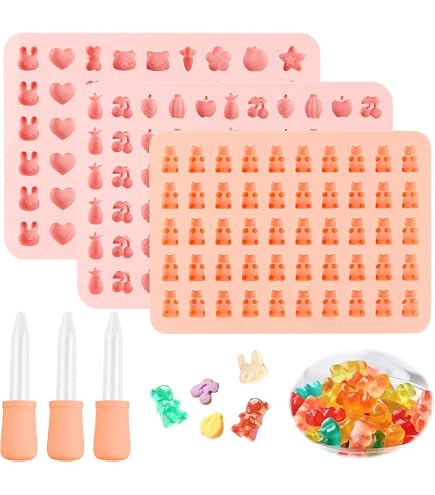 Binnan 4 Moules Silicone Bonbons Oursons - Kit Complet Avec Pipettes Pour Chocolat Et Glaçons