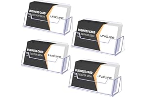 ‎UNICLIFE Uniclife 4 Pack Acryl Visitenkartenhalter für Schreibtisch 1 Slot Klare Visitenkartenanzeigeständer für Männer und Frauen, 60 Kartenkapazität