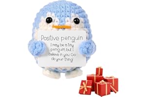 QERICH Mini Funny Positive Penguin,Positive Gifts Penguins,Emotional Support Gift Crochet Doll Penguins,Cute Pocket Knitted Toy With Card Affirmation,Women Friends Positve for Lovers/Birthday/Thanksgiving