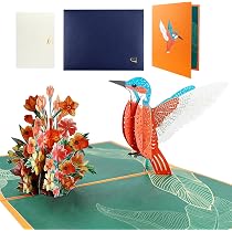 Biglietto Auguri 3D Pop-up Con Busta - Design Colibrì E Fiori, 15x20 Cm, Per Compleanni E Speciali - Foto 4