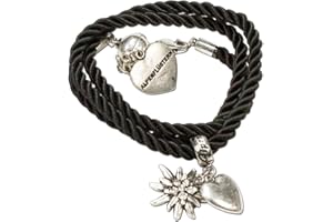 Alpenflüstern Trachten-Wickelarmband Edelweiß - Damen-Trachtenschmuck, Trachtenarmband, Kordel-Armband in traditionellen Farben DAB026