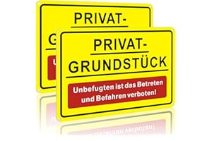 RIFEINOO Schild Privatgrundstück Schilder Metall Alu -20 x 30cm Unbefugten ist das Betreten und Befahren Verboten schild, Wasserdicht UV Protection(2 Stück)