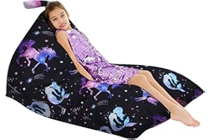 olyee 200L Animal Storage Bean Bag Cover, Kids Toy Storage Organizer Stuffie Seat Soft Velvet Floor Foldable Chair Sofa Seat Cover for Kids and Adults(Unicorn)