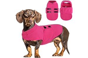 PUZAUKAL Suéter para Perro Pequeño Jersey Perro Suaves de Vellón Chaqueta de Chaleco para Perros con Arnés Suéter Cálido para Perro Mediano Grande Rosa(S)