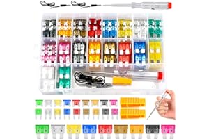 BBJINRONJY Kit surtido de fusibles, surtidos, fusibles de cuchilla de repuesto estándar y mini y perfil bajo Mini-2A 5A 7.5A 10A 15A 20A 25A 30A 35A con extractor de fusibles y probador de circuitos