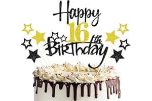 PALASASA 16 Geburtstag Tortendeko Happy 16 Birthday Cake Topper Sweet 16 Tortendeko 16th Kuchen Topper Glitzer Kuchendeko 16 Jahre Cupcake Toppers für Mädchen Junge 16 Geburtstag Party Dekoration