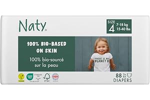 Naty Blöjor, Storlek 4 (7–18kg), 88 stycken | För känslig hud, 100% växtbaserad mot huden, absorbent, premium komfort, parfym