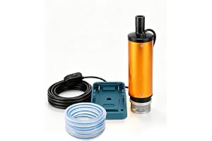 WODHMIEY Batteridriven dränkbar pump 30 l/min 5 m, kompatibel med Bosch GBA | Främjar vatten och diesel med upp till 30 l/min, 5 m flödeshöjd och 2 m tillåtet nedsänkningsdjup, inklusive 2,8 m slang