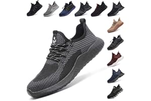 HITMARS Obuwie ochronne męskie, damskie, lekkie, buty robocze, stalowe noski, oddychające, z siateczki, na wędrówki, do uprawiania sportu, czarne, niebieskie, szare, zielone, rozmiar 36-48 UE