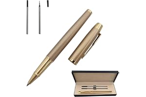 Accod Metal Signature Pen Office Rollerball Pen Black Ink Ballpoint Pen Nice Gift Pen for Family, Classmate and Colleague 0.5mm Replaceable Refills-Gift Boxed (Gold)