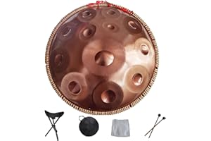 SHATONG Handpan armonico Drum Hand Pan 9 10 12 14 Note Strumento a percussione Professionale Handpan in Acciaio con Borsa da Viaggio Decorazione in Corda e Mazze per Meditazione Yoga Zen
