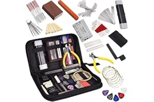 CRICIA Zestaw narzędzi do naprawy gitary, zestaw narzędzi do naprawy gitary z torbą do przenoszenia, zestaw narzędzi do gitary akustycznej, gitary elektrycznej, ukulele, banjo, dla entuzjastów muzyki lub