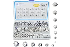 WZHUIDA 430 Stück Selbstsichernde Muttern und Sechskantmuttern Sortiment, Edelstahl Sicherungsmuttern Set Kontermuttern Sechskant Schraubenmuttern, M2 M3 M4 M5 M6 M8 M10 M12 DIN985 DIN934