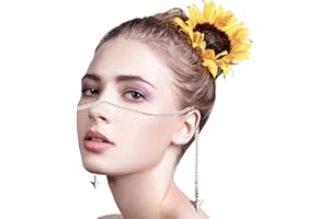 NICENEEDED Catena D'Argento A Forma di Lisca di Pesce, Gioielli Faccia Scintillante con Pendente A Freccia, Accessori per Copricapo Sul Naso Gioielli per Il Corpo Del Costume per Donne e Ragazze