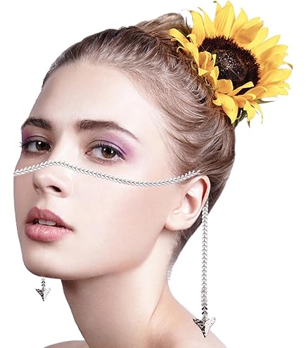 GOMAKERER 3pcs 3 Styles Bijoux De Chaîne De Visage Pour Femmes 304 Chaîne De Visage En Acier Inoxydable Avec Pendentif De Feuille Décorations En Chaîne Métallique Pour Fête D'Halloween Noël