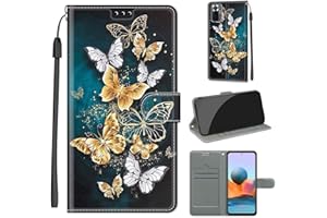 KENHONER Funda para Xiaomi Redmi Note 10 Pro Carcasa, Case para Xiaomi Redmi Note 10 Pro MAX Funda Libro con Tapa Piel Case Flip Cuero,Cierre Magnético Antichoque - Mariposa