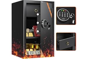WASJOYE 88.8L Tresor Feuerfest mit Schublade, Möbeltresor, Schrank Tresor Wandtresor für Bargeld, Schmuck, Dokumente, Wertsache. 37 * 40 * 60 cm (T x B x H)