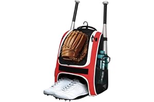 LARIPOP Youth Baseball Bag - Bat Backpack for Softball and T-ball Gear with Separate Shoe Compartment, Adult Softball Bag for Baseball Glove Helmet and Accessories with Large Compartment Fence Hooks