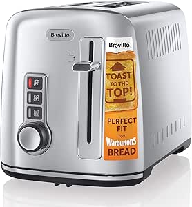 Breville 2-Slice Toaster the Perfect Fit for Warburtons with High Lift, Polished Stainless Steel [VTT570]