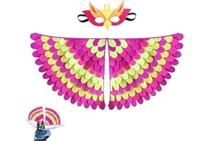 Neoreser Disfraz de Alas de Pájaro para Niños, máscara de Ojo de Fieltro para niños y niñas y Conjunto de alas Disfraz Colorido Capa Alas de Pájaro Niño con Mascara para Halloween (Estilo 2)