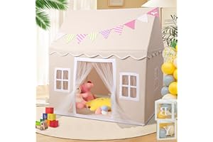 Cathpetic Kid Playhouse Tent Indoor with Mat and Bunting,Lage Spacious Play Tent for 2-3 Baby Toddler with Mosquito Proof Curtain,Comes with Mounting Accessories for Quick Assembly
