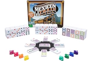 Pressman Mexican Train Dominoes Beautifully Colored Dominoes - Set Includes Train Markers and Hub