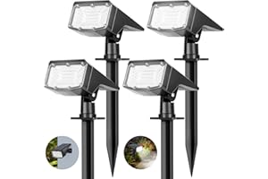 PEAKRO Luces Solares LED Exterior Jardin 4 Piezas/50LED, Focos Led Exterior Solares Impermeabile IP68 Lampara Luz Solar Exterior Jardin para Iluminacion de Caminos, Patio, Césped, Terraza