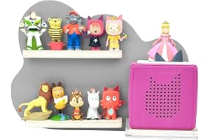 Shudyear Magnetic Wall Shelf for Toniebox with 24 Figurine Slots,Perfect for Kids to Play and Collect(Gray, Clouds)