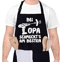 Popuppe Grillschürze Schwarz, BEI OPA SCHMECKET'S AM BESTEN Kochschürze Lustiges Geschenk für Männer zum Vatertag…