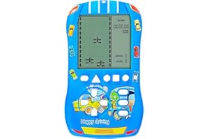 HLF Apparence de Voiture de Sport Bloquer la Console de Jeu 23 Jeux de Briques 824 Modes Vitesse/Difficulté Réglable Jeu Portable Rétro des Années 70/80/90 Cadeaux de Vacances pour Enfants (Bleu)