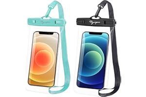 RYNAPAC Universal Waterproof Phone Pouch Bag - 2Pack, Waterproof Case Compatible with iPhone 14 Pro Max/13/12/11/XR/X/SE/8/7, Galaxy S22/S21 Google Up to 7’’, IPX8 Dry Bag Vacation Essentials (Green+Black)
