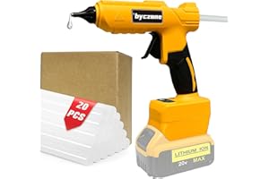 BYCZONE Cordless Glue Gun with 20pcs Glue Sticks (11 x 200mm), Compatible with Dewalt 20V MAX Battery, Hot Glue Gun for Crafting, DIY, Art, Home Repairs, Workshop, Classroom (Battery Not Included)