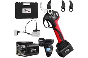 Laecabv 40mm Forbici Potatura a Batteria, Forbice Potatura a Batteria Professionali, LCD, 2 Batterie di Litio da 4Ah, Taglio Progressivo, Forbici Potatura Elettriche da Cesoie Olivo Vigneto (LA40S)