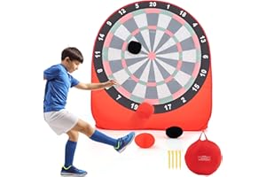 COSTWAY Diana Dardos Gran Board para Niños, Plegable y Portátil con 4 Pelotas de Pateo, Bolsa de Transporte, Tablero de Dardos de Fútbol para Jardín, Césped