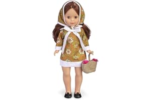 Nancy- Colección Primavera años 70, Muñeca reedición 2020 con Vestido y pañuelo a Juego Que Incluye cestito con Flores para niños y coleccionistas (Famosa 700015704)
