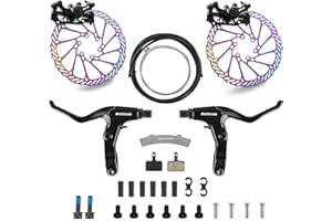 AEYINO Mountain Bike Disc Brake kit, MTB Mechanical Line Pulling Disc Brakes Caliper with Aluminum Alloy Levers /160mm Rotor/IS/PM for Ebike/Folding Bike/Scooter/Fat Bike