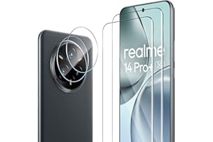ELYCO Cristal Templado para Realme 14 Pro Plus/Pro+ 5G, 2 Piezas Protector de Pantalla + 2 Piezas Protector de Lente Cámara, 9H Dureza Anti-Rasguños, HD Transparente