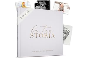 BIBI & BEAU Album Nascita Bambino/a | Libro Nascita Bimbo/a | 132 Pagine | Regalo Nascita Bambino | Diario Neonato| Album Fotografico Bambino per Foto Formato 10 x 15 cm e 13 x 18 cm (Grigio)