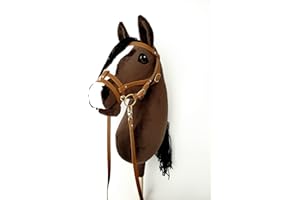 HORSE & TOYS Hobby Horse Cavallo da hobby grande A3 (cavallo su un bastone) (Marrone)