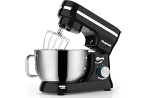 Vospeed Stand Mixer,5 Quarts 8-Speed 1000W Tilt-Head Food Mixer, Kitchen Electric Standing Mixer With Dough Hook, Whisk, Beater, Splash Guard & Mixing Bowl For Baking, Dishwasher Safe (Black)
