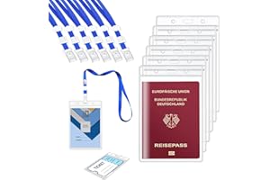 AZWOOD Porta Badge da Collo A6 Impermeabile, 6 Pezzi 11x16cm ID Card Holders Portabadge Trasparente con Cordino, Verticale Grande Porta Carte Plastica per Carte Identificativo,Ufficio, Scuola
