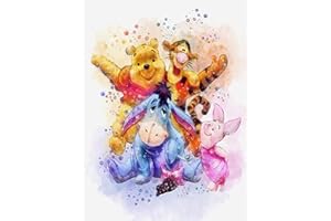 WHYCJXWL Diamond Painting Kits for Adults and Kids, Full Drill Round Rhinestone Paint with Diamonds, Winnie The Pooh Diamond Art and Dotz (12X16 Inch)