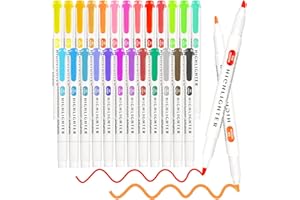 Funnasting Evidenziatori, 25 Colori Evidenziatori Pastello Set, Evidenziator a Oppia Punta, Pennarelli per Colorare, Sottolineare, Ufficio Studente