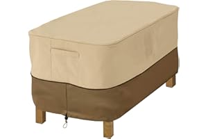 Classic Accessories Veranda Water-Resistant Rectangular Garden Ottoman/Side Table Cover, Pebble/Bark/Earth (81 cm, Small)