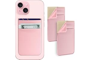 imluckies [Lot de 2 porte-cartes autocollants pour l'arrière du téléphone, double poche extensible autocollante, portefeuille pour carte de crédit, carte d'identité, portefeuille compatible avec