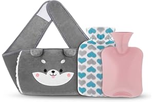 Yungden Wärmflaschengürtel, Wärmflasche mit Taillenbezug 120CM Verlängerte, Niedlich Abnehmbar Wärmeflasche zum Umbinden, Hot Water Bottle für Bauch, Hände, Schulter, Rücken und Beine