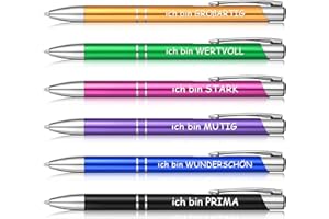 TENARE 6 Stück Inspirierende Kugelschreiber Motivierende Druckkugelschreiber mit Inspirierenden Zitaten Einziehbare Metall Kugelschreiber Stifte Geschenke für Kollegen Frauen Männer, Mehrfarbig
