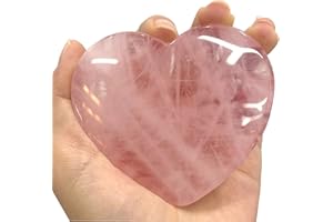 ideayard Rose Quartz Heart Stone 73-75mm Big Pink Healing Crystal Natural Gemstone Reiki Chakra Stress Relief Therapy and Home Decoration