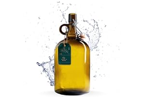 WYSKONT Bottiglie di vetro da riempire – Bottiglia decorativa – Palloncino in vetro verde oliva – Bottiglia d'acqua da 2 litri – Bottiglie d'olio da riempire – Maniglia