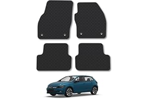 CAR MAT CO VW Polo (2018+) Heavy Duty Thick Rubber Car Mats Accessories Tailored Fit Front Rear Set Compatible Accessory Waterproof Durable Non-Slip 5mm Full Coverage Protection with Clips